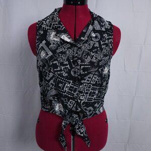 "Hot Topic" Harry Potter Marauder’s Map Tie-Front Woven Tank Top
